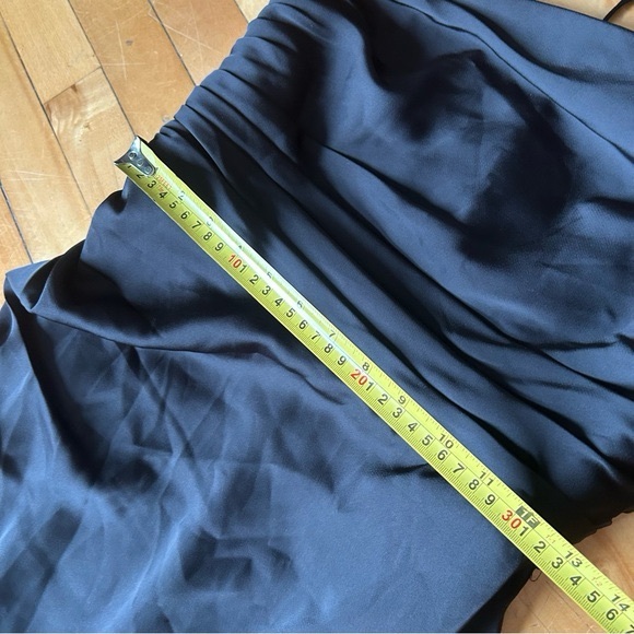 Azazie Sz 12 Eren Elegant One Shoulder Satin Black Maxi Wedding Gown Dress - Picture 13 of 14